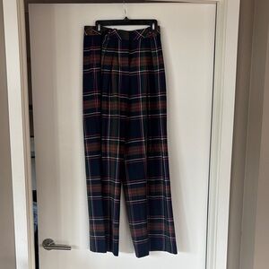 Trina Turk Navy Plaid Delhi Wide-Leg Trousers